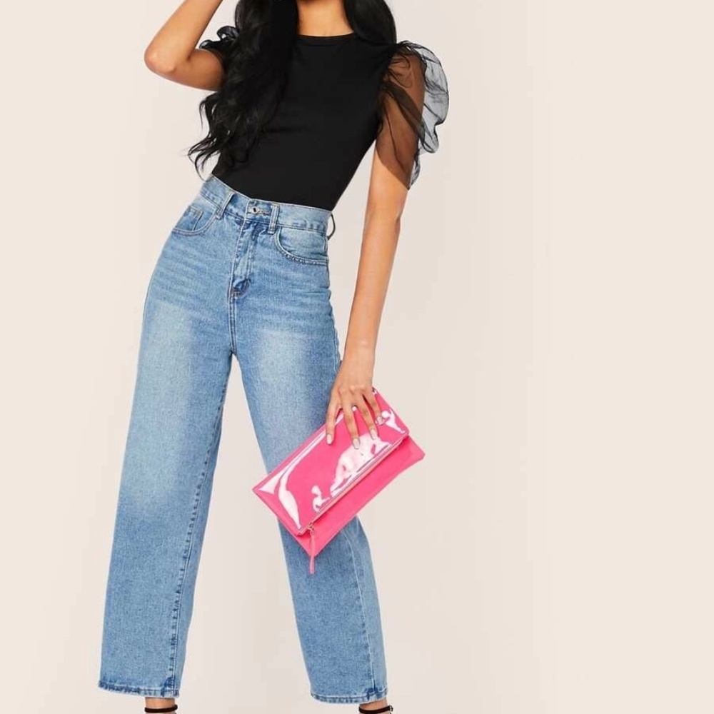 SHEIN Tulle Sleeve Bodysuit, XS